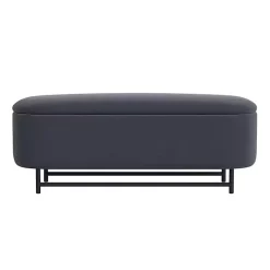 Blue Velvet Metal Storage Bench