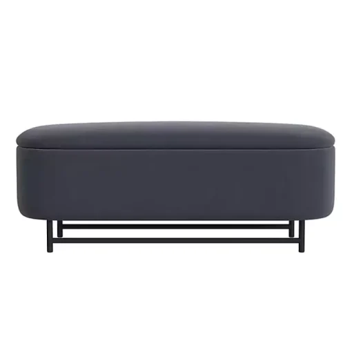 Blue Velvet Metal Storage Bench