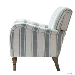 Blue White Carved Slope Stripe Accent Chair
