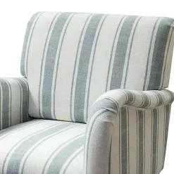 Blue White Carved Slope Stripe Accent Chair