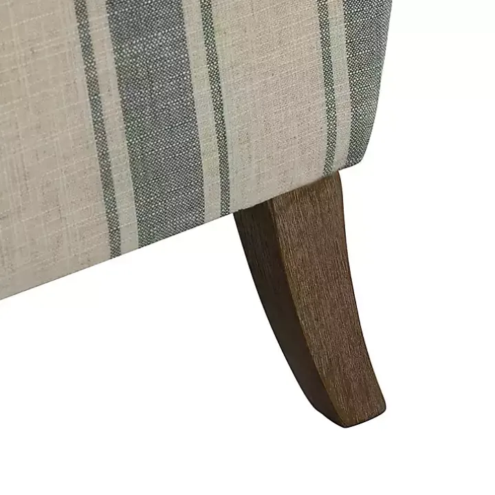 Blue White Carved Slope Stripe Accent Chair