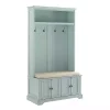 Blue Wood Hall Tree with Cushioned Bench