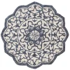 Blue Wool Mosaic Medallion Round Area Rug, 3 ft.