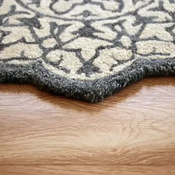 Blue Wool Mosaic Medallion Round Area Rug, 3 ft.