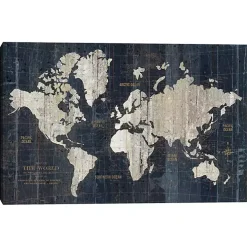 Blue World Map Canvas Art Print