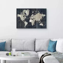 Blue World Map Canvas Art Print