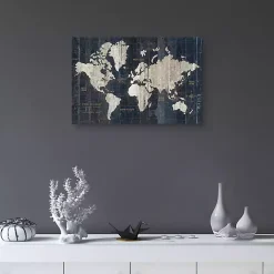Blue World Map Canvas Art Print