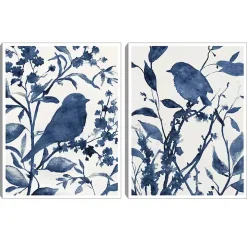 Bluebird Silhouette Canvas Art Prints, Set of 2