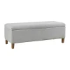 Blue-Gray Upholstered Soft-Close Storage Bench