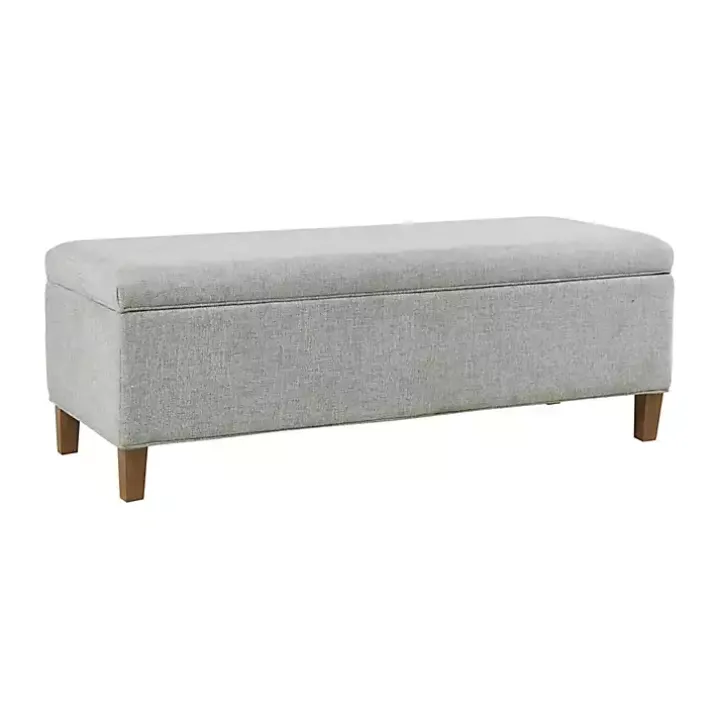 Blue-Gray Upholstered Soft-Close Storage Bench