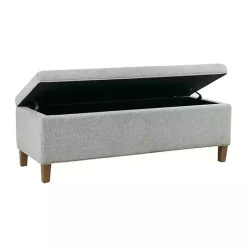Blue-Gray Upholstered Soft-Close Storage Bench