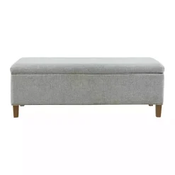 Blue-Gray Upholstered Soft-Close Storage Bench