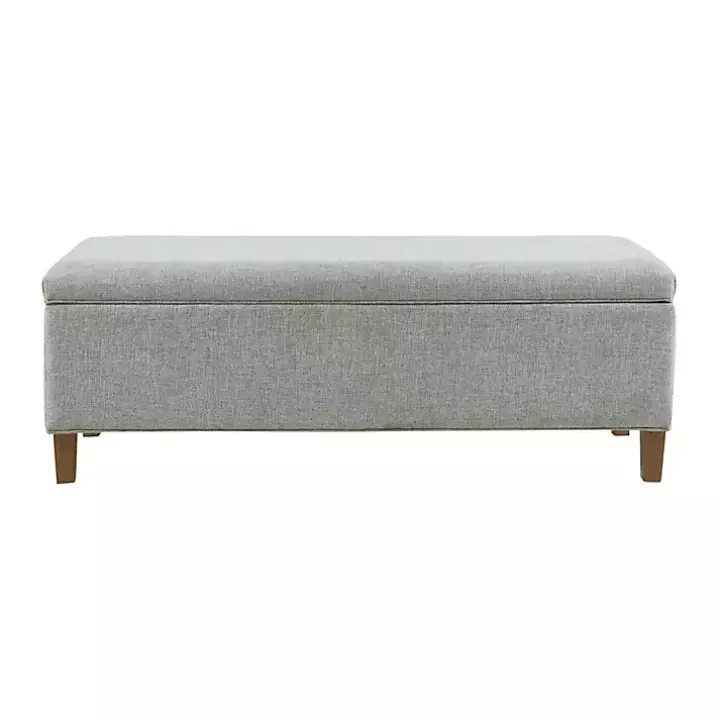 Blue-Gray Upholstered Soft-Close Storage Bench