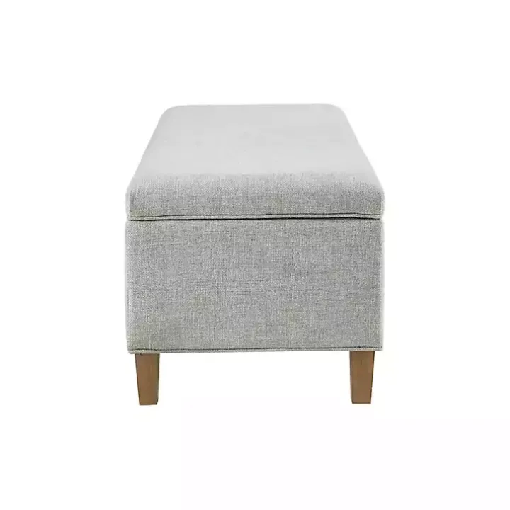 Blue-Gray Upholstered Soft-Close Storage Bench