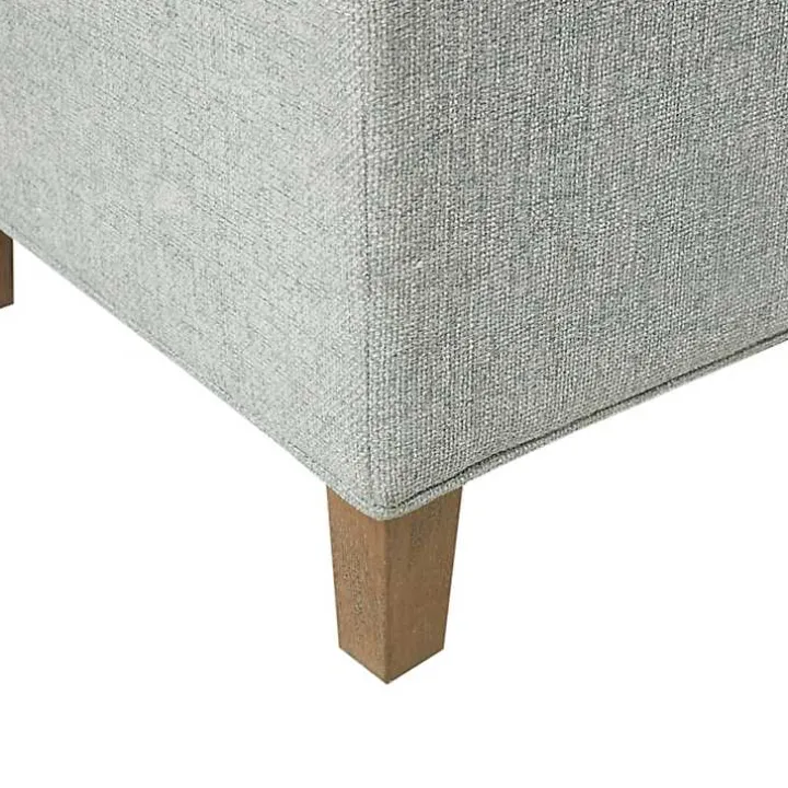 Blue-Gray Upholstered Soft-Close Storage Bench