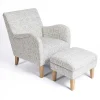Blue-Grey Houndstooth 2-pc. Chair and Ottoman Set