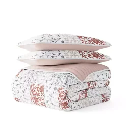 Blush Patchwork Reversible 3-pc. Queen Quilt Set