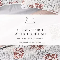 Blush Patchwork Reversible 3-pc. Queen Quilt Set