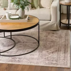 Bone Rosette Area Rug, 7x9