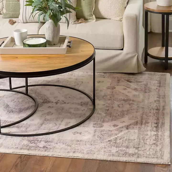 Bone Rosette Area Rug, 7x9