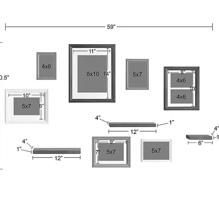 Bordeaux 10-pc. Gallery Wall Frame and Shelf Set