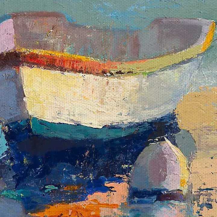 Bottle Green Boat Wrapped Canvas Art Print