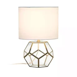 Brass and Glass Octagon Table Lamp