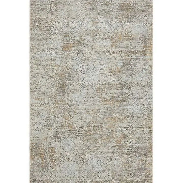 Brisbane Beige Faded Damask Area Rug, 5x8