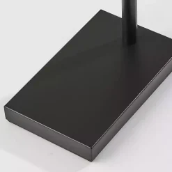 Bronze and Woven Rattan Arc Floor Lamp