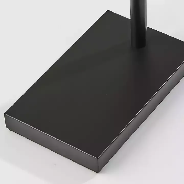 Bronze and Woven Rattan Arc Floor Lamp