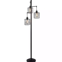Bronze Caged Metal 3-Tier Floor Lamp