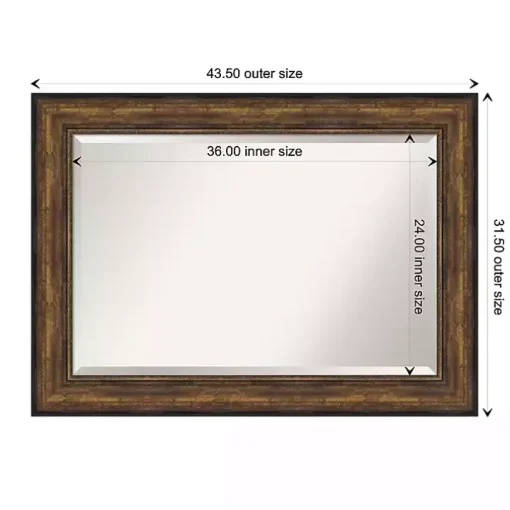 Bronze Frame Beveled Mirror, 43.5x31.5 in.