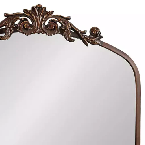 Bronze Metal Arch Ornate Crown Wall Mirror