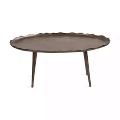 Bronze Metal Deckled Edge Oval Coffee Table