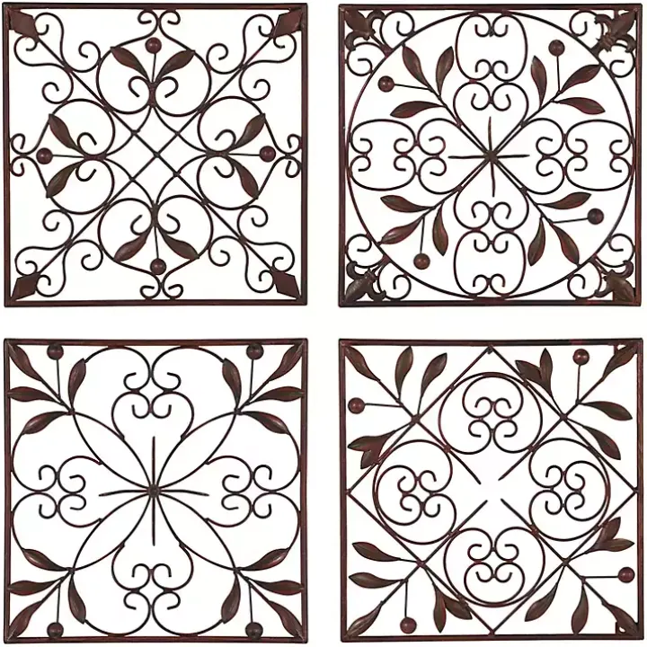 Bronze Scrollwork 4-pc. Panel Wall Art