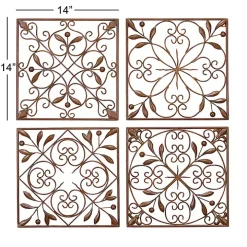 Bronze Scrollwork 4-pc. Panel Wall Art