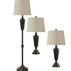Bronze Wood Tapered 3-pc. Lamp Set