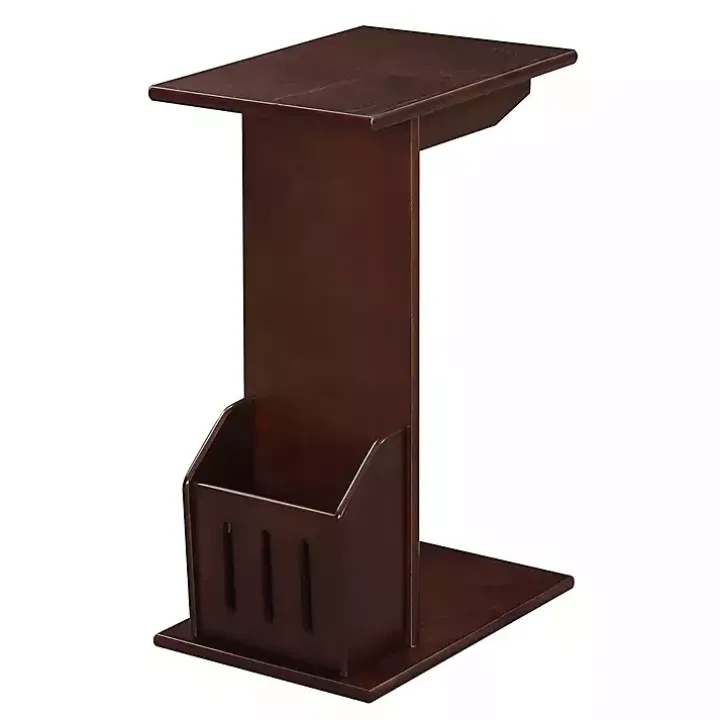 Brown Accent Table with Magazine Holder