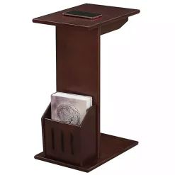 Brown Accent Table with Magazine Holder