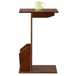 Brown Accent Table with Magazine Holder