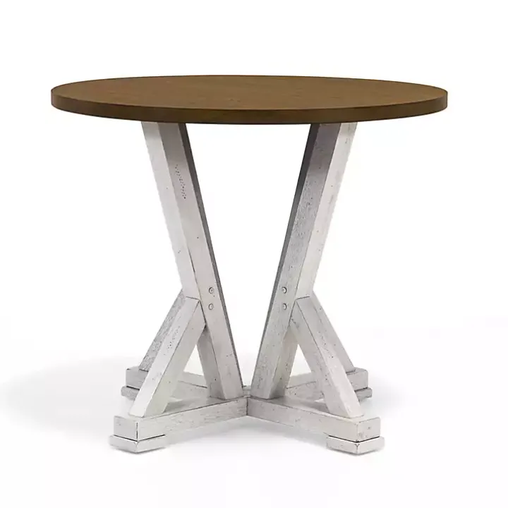 Brown and Antique White Wood Counter Table