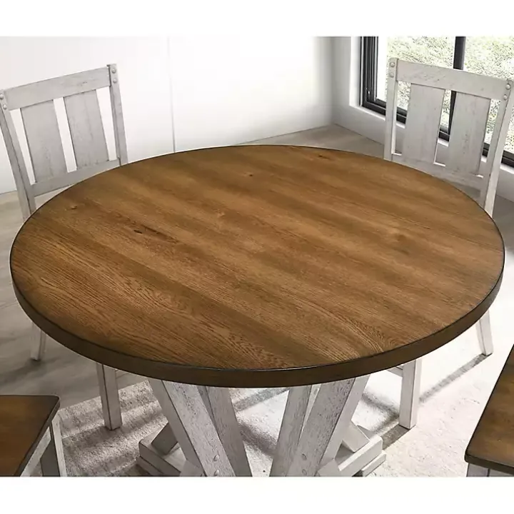 Brown and Antique White Wood Counter Table