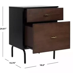 Brown and Black 2-Drawer Nightstand