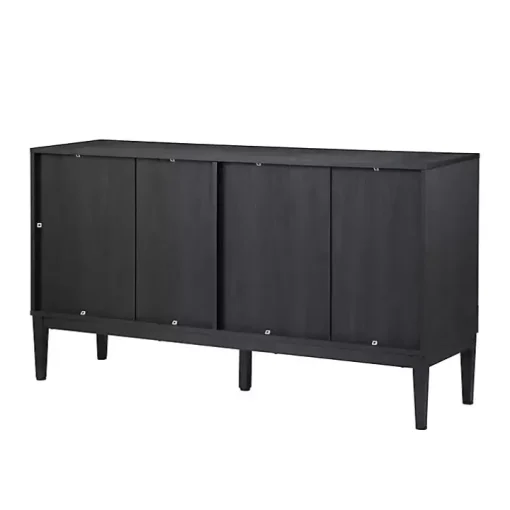 Brown and Black Wood Chevron 4-Door Sideboard