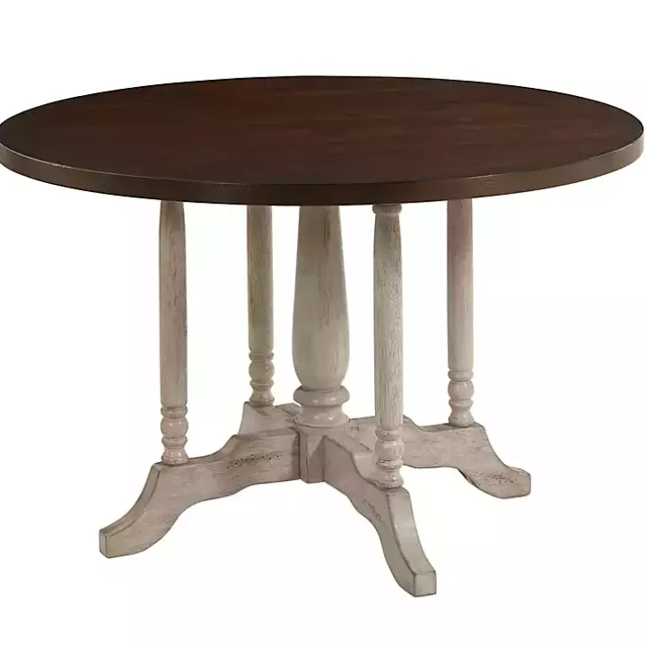 Brown and White Round Wooden Dining Table