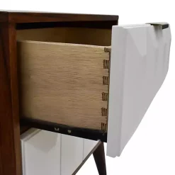 Brown and White Wood 2-Drawer Nightstand