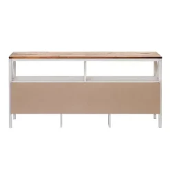 Brown and Whitewashed Wood 3-Drawer Media Cabinet