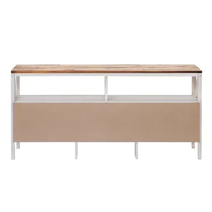 Brown and Whitewashed Wood 3-Drawer Media Cabinet