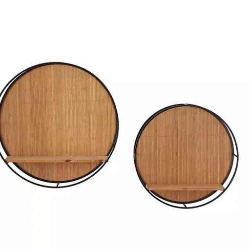 Brown Bamboo Modern Wall Shelves, Set of 2