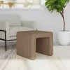 Brown Boucle Channeled Upholstered Ottoman